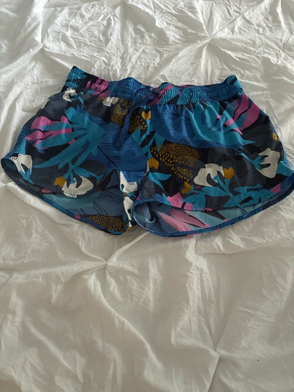 Patagonia Blue Floral Athletic Swim Shorts